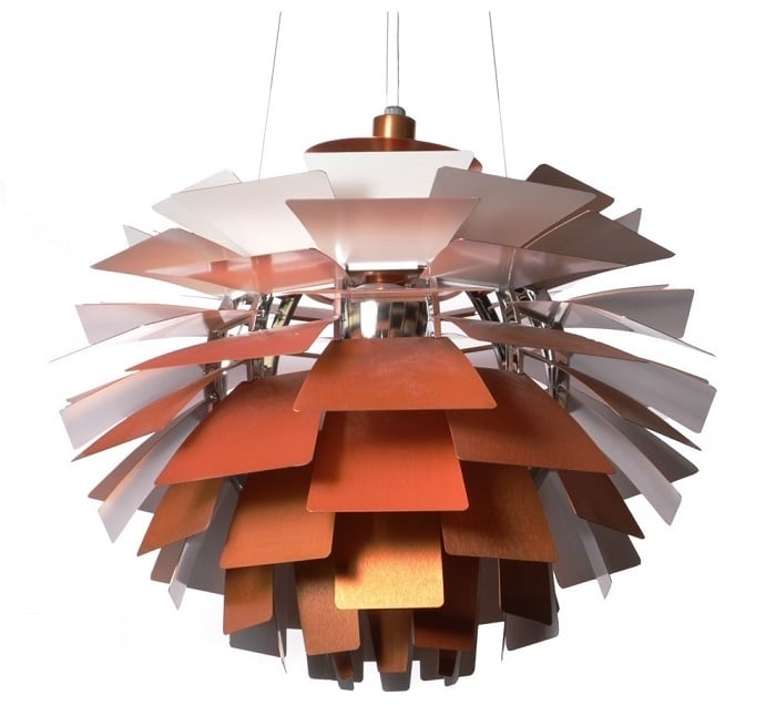 Poul Henningsen style, Pendant light Artichok lamp 92cm copper red