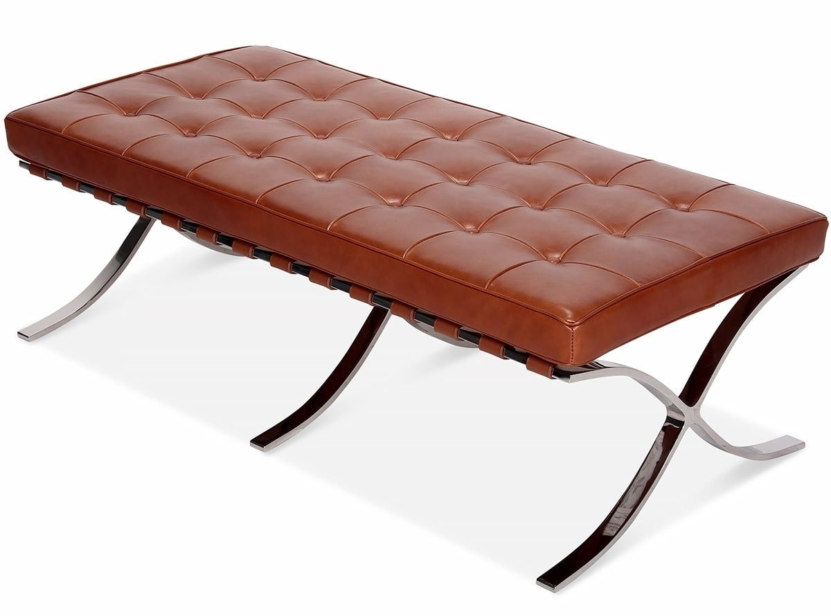 Ludwig Mies vd Rohe style, Bench Barcelona Pavillion Ottoman cognac