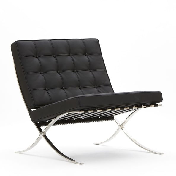 Ludwig Mies vd Rohe style, Lounge chair Barcelona Pavillion black