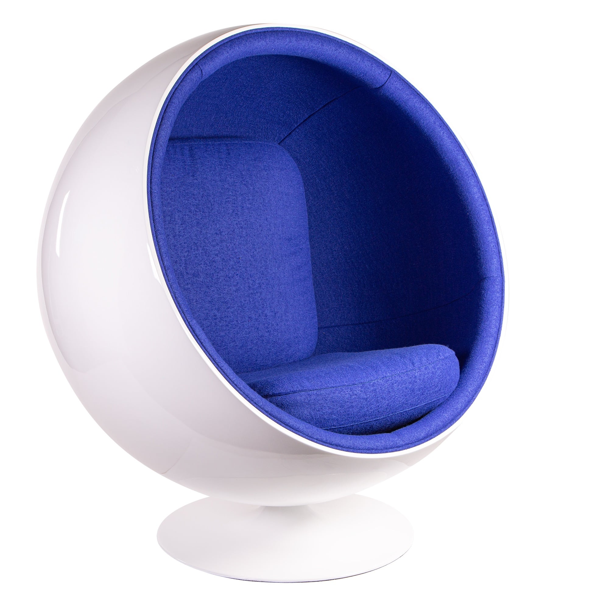 Eero Aarnio style, Lounge chair Ball Chair Fibreglass white Wool darkblue