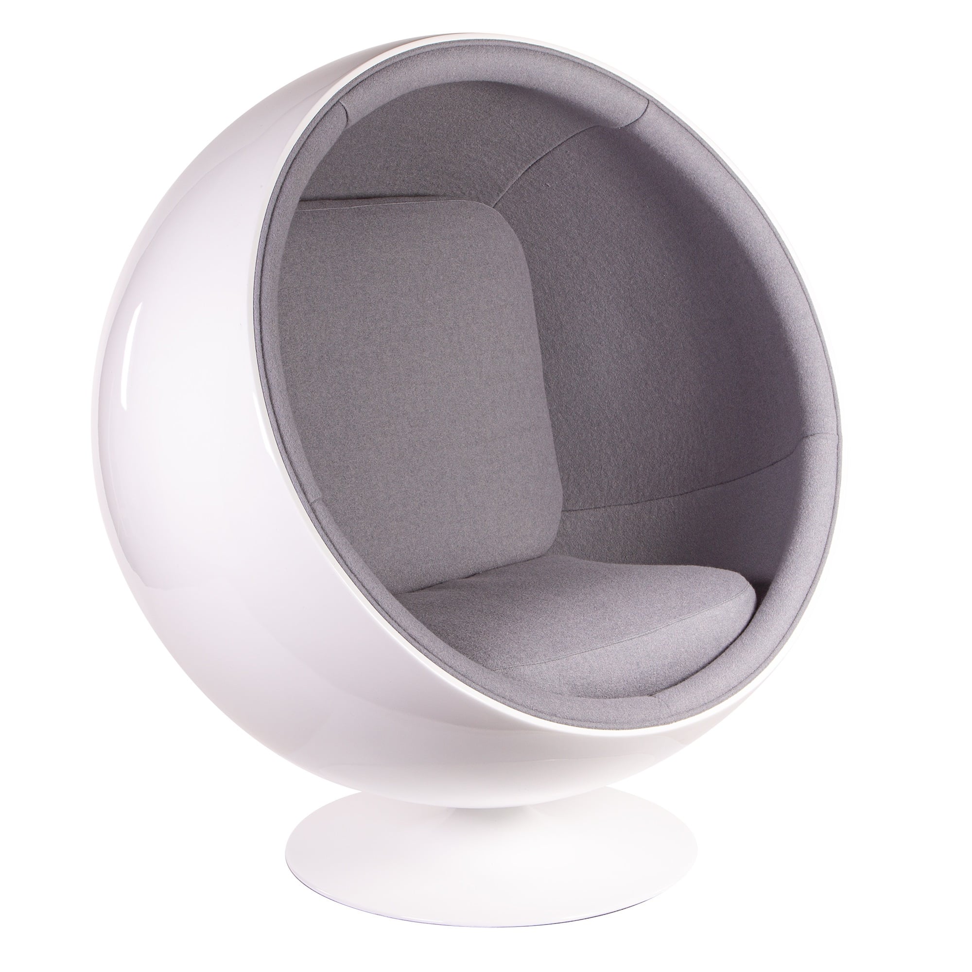 Eero Aarnio style, Lounge chair Ball Chair Fibreglass white Wool lightgrey