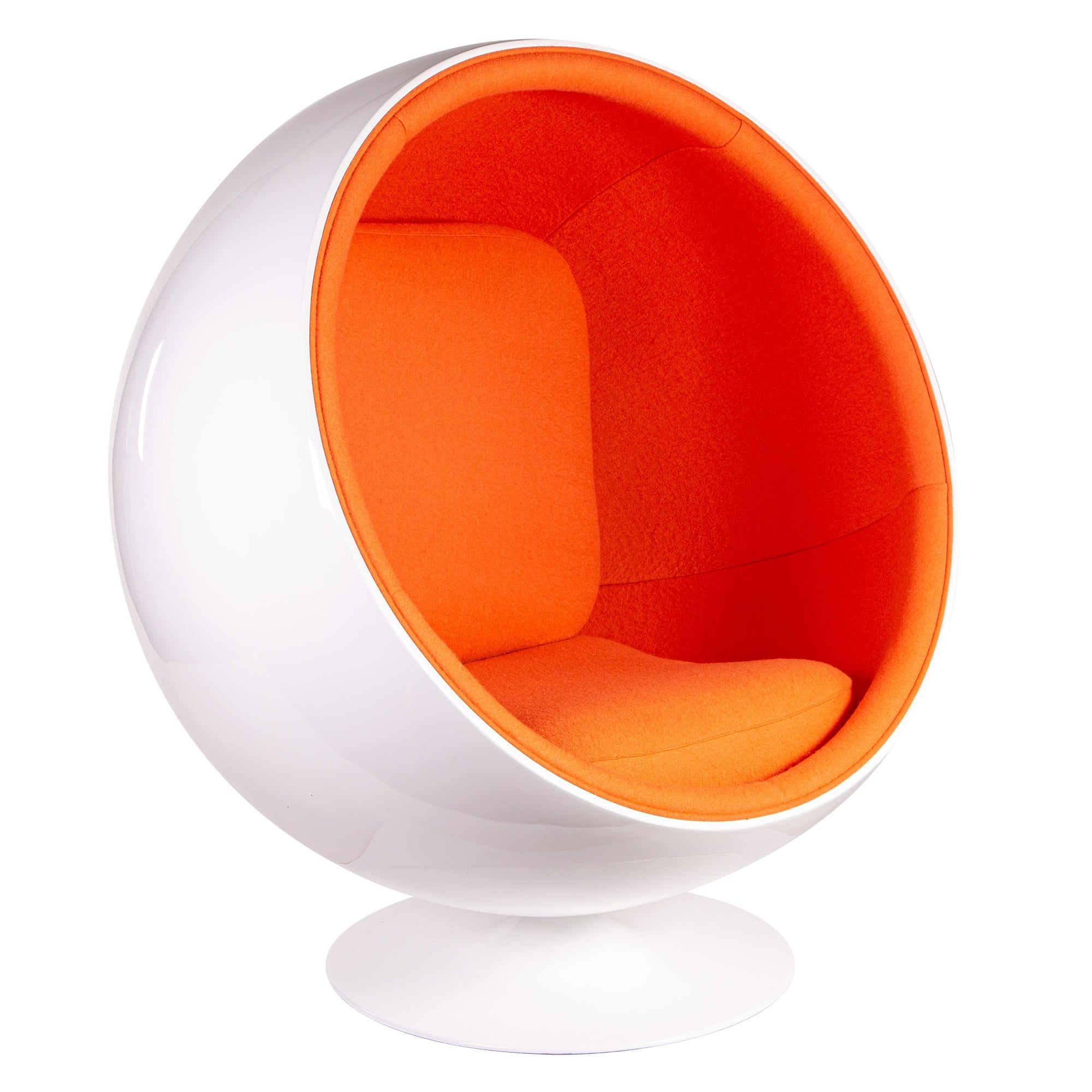 Eero Aarnio style, Lounge chair Ball Chair Fibreglass white Wool orange
