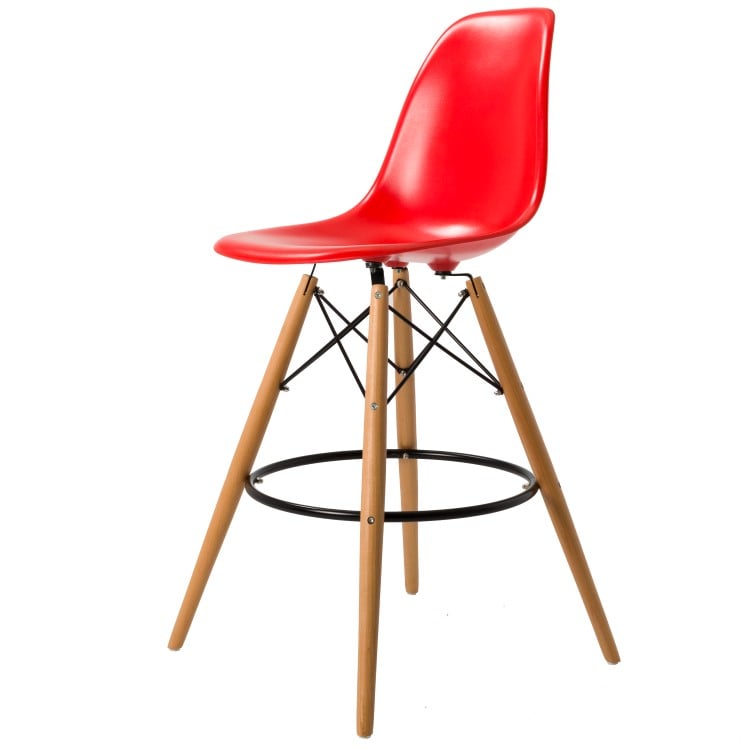Charles Eames style, Barstool DSW stool ABS red