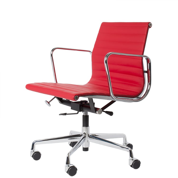 Charles Eames style, Office chair EA117 Leather red