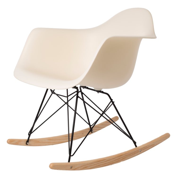 Charles Eames style, Rocking chair RAR Black base PP cream