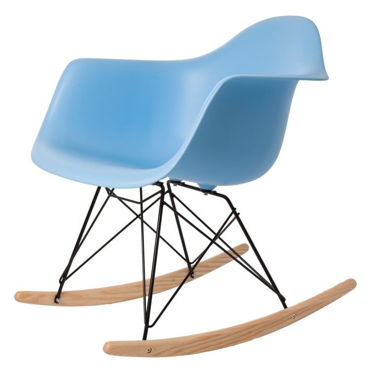 Charles Eames style, Rocking chair RAR Black base PP lightblue