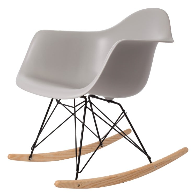 Charles Eames style, Rocking chair RAR Black base PP lightgrey