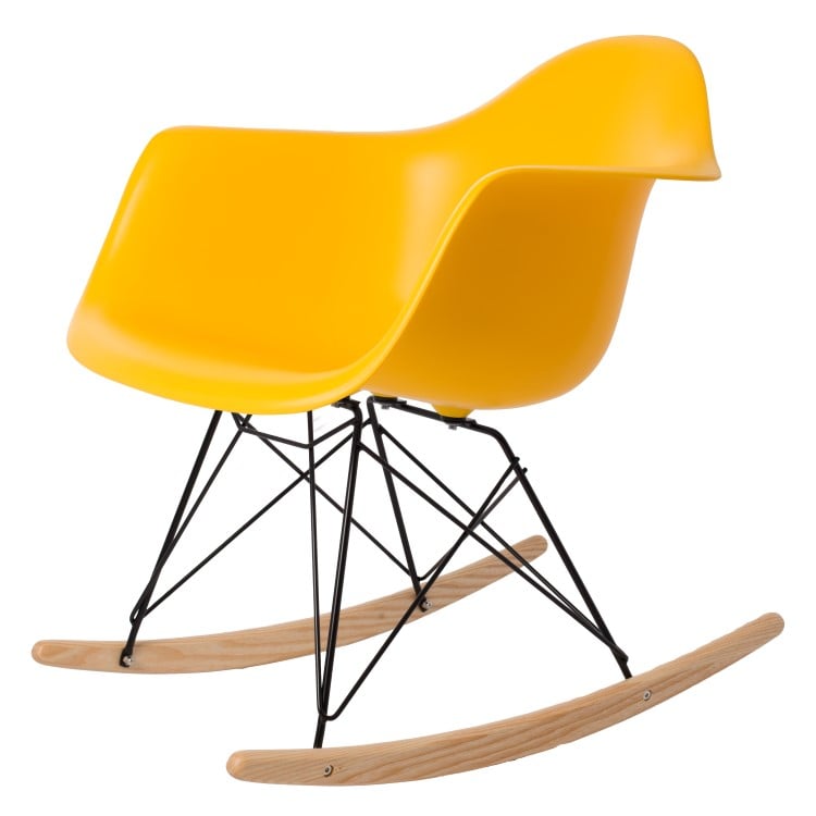Charles Eames style, Rocking chair RAR Black base PP yellow