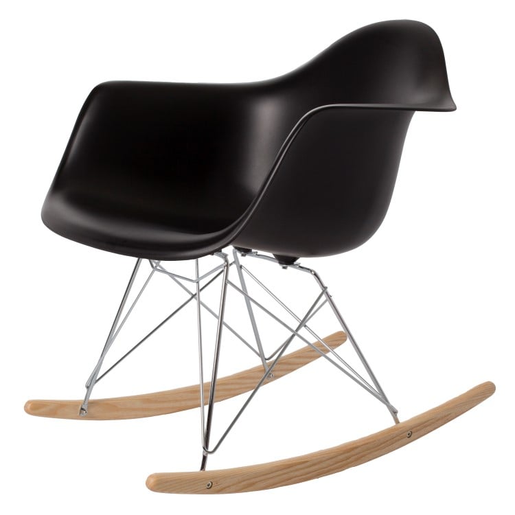 Charles Eames style, Rocking chair RAR Chrome frame PP black