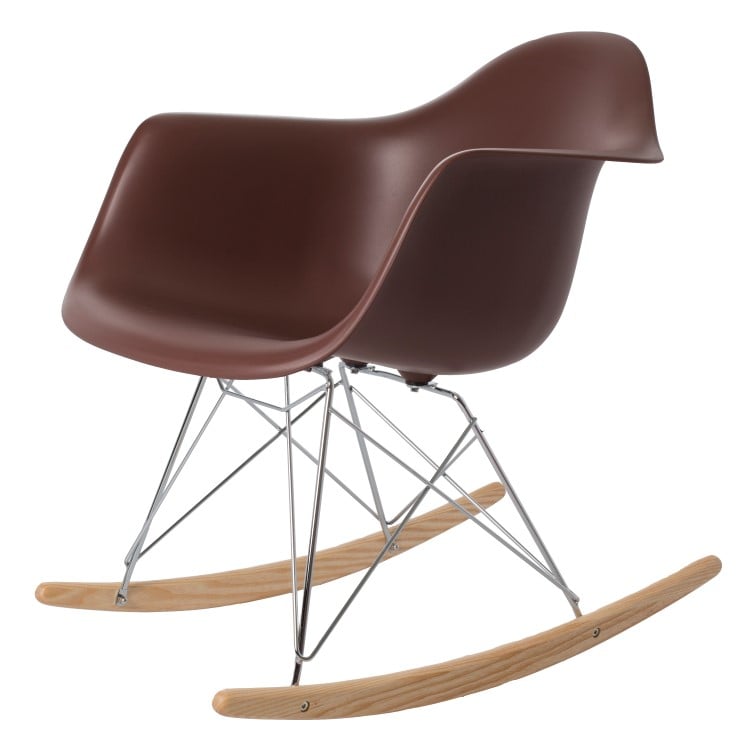 Charles Eames style, Rocking chair RAR Chrome frame PP brown