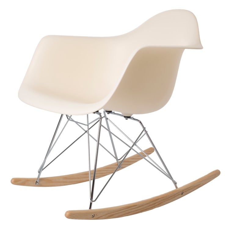 Charles Eames style, Rocking chair RAR Chrome frame PP cream