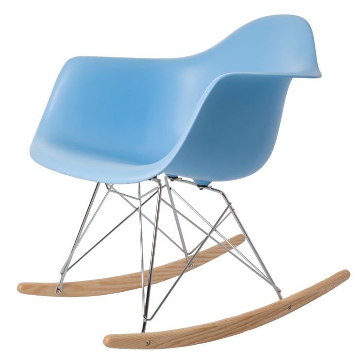Charles Eames style, Rocking chair RAR Chrome frame PP lightblue