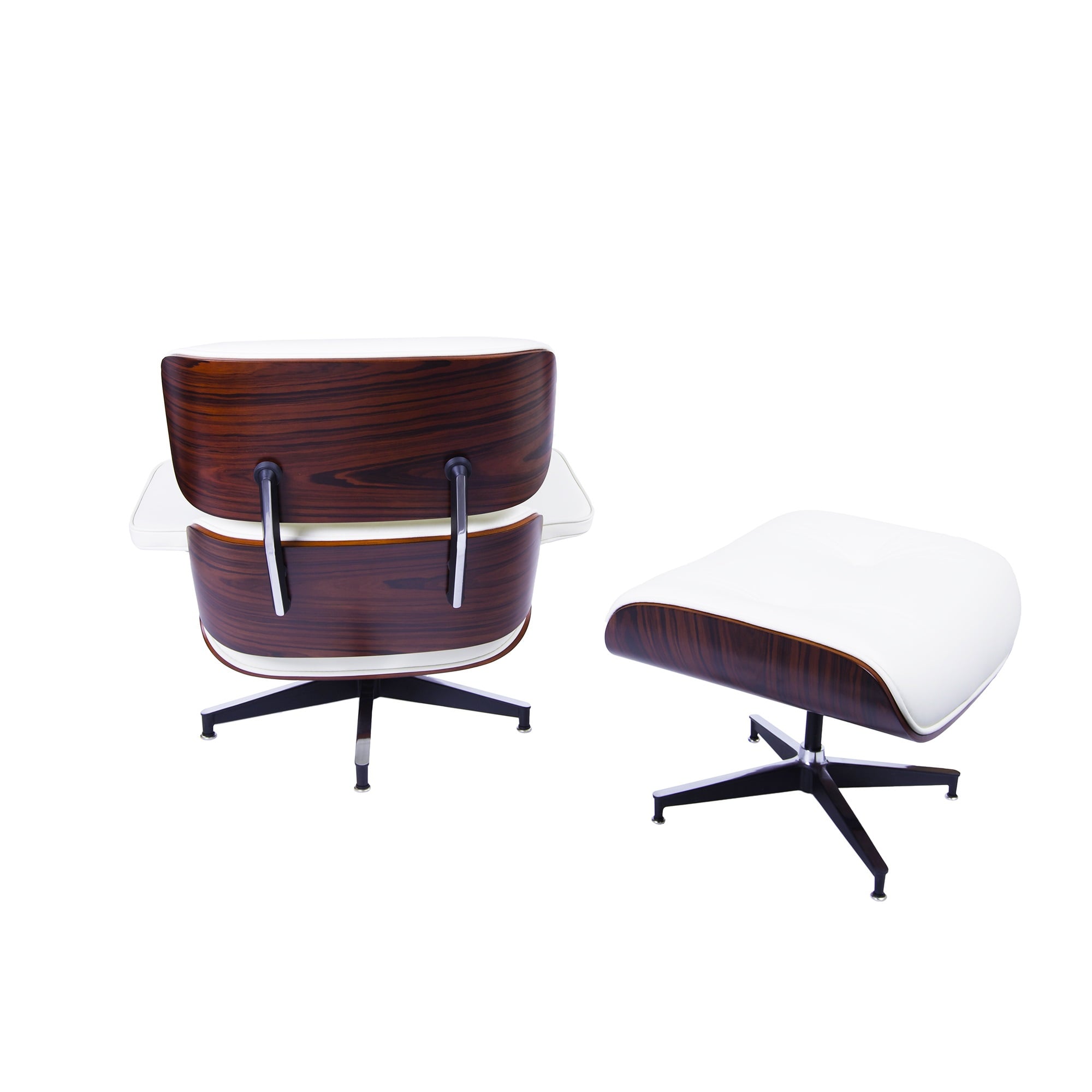 Charles Eames style, Lounge chair with Hocker EA670 cream Rosewood Black base