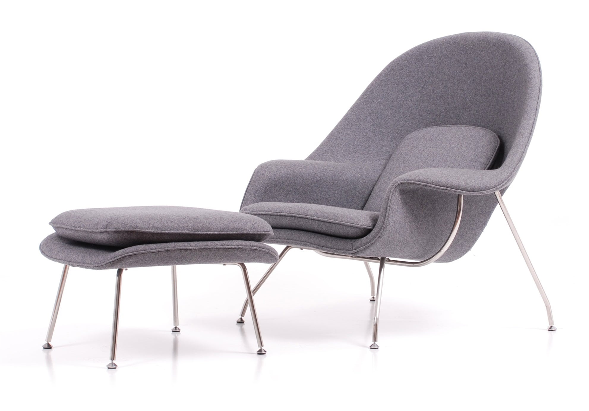 Eero Saarinen style, Lounge chair with Hocker Womb grey