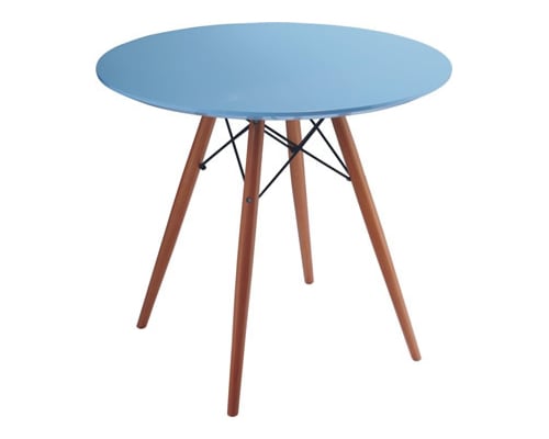 Charles Eames style, Side table Dowel Coffee table Ø 70cm. blue