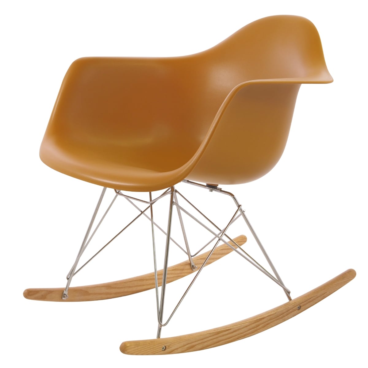 Charles Eames style, Rocking chair RAR Chrome frame PP ginger