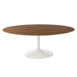 Eero Saarinen style, Dining table Tulip Table Oval Top walnut Base white