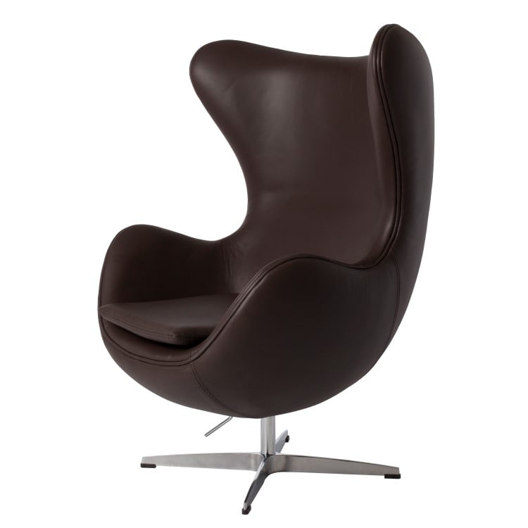 Arne Jacobsen style, Lounge chair Egg chair Leather brown darkblue