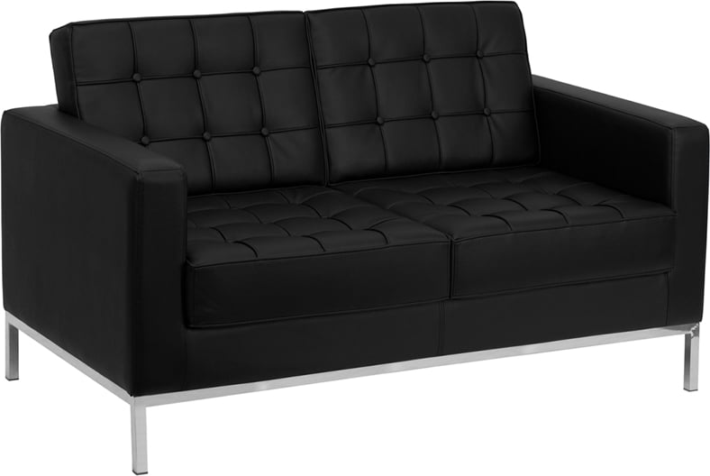 Ludwig Mies vd Rohe style, 2 seater sofa Florence 2 seat sofa black