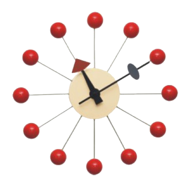 George Nelson style, Wall clock Ball Clock red