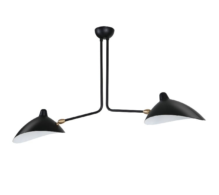 Serge Mouille style, Pendant light Contemporary 2-arm black