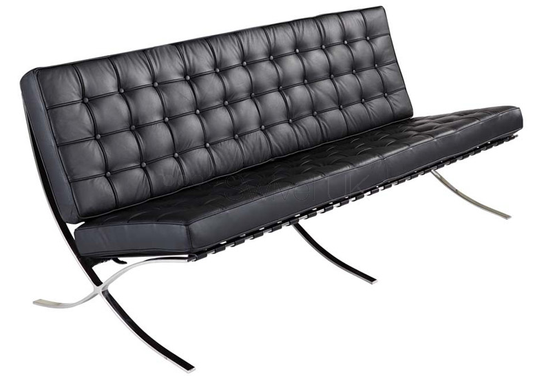 Ludwig Mies vd Rohe style, 3 seater sofa Barcelona Pavillion 3 seat sofa black