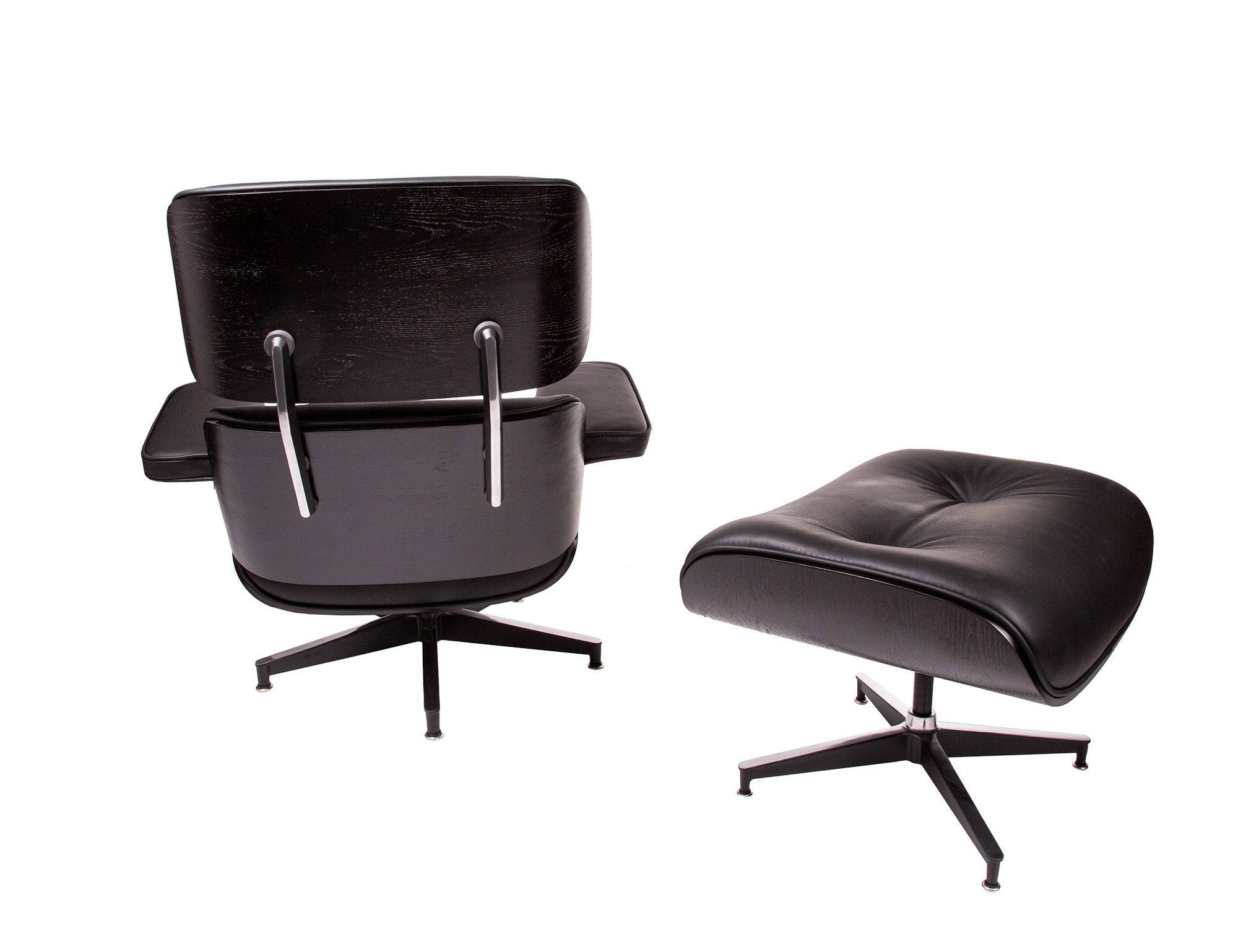 Charles Eames style, Lounge chair with Hocker EA670 XL black black Black base