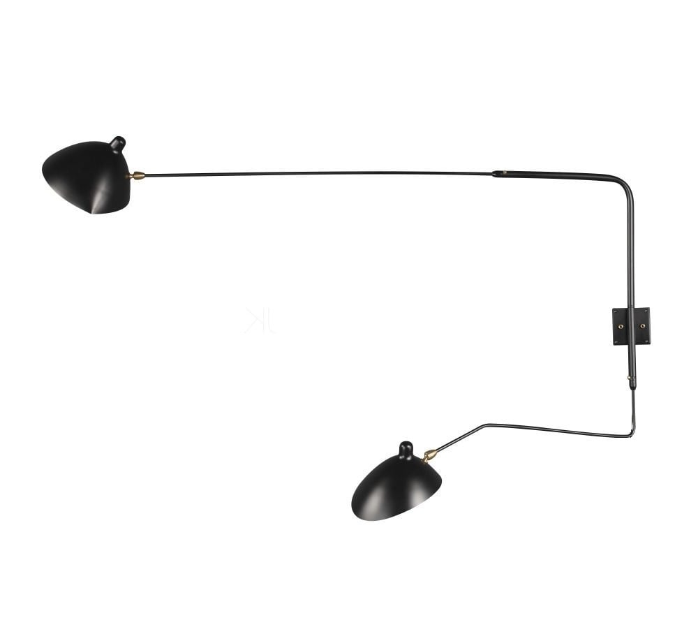 Serge Mouille style, Wall light Contemporary 2-arm black