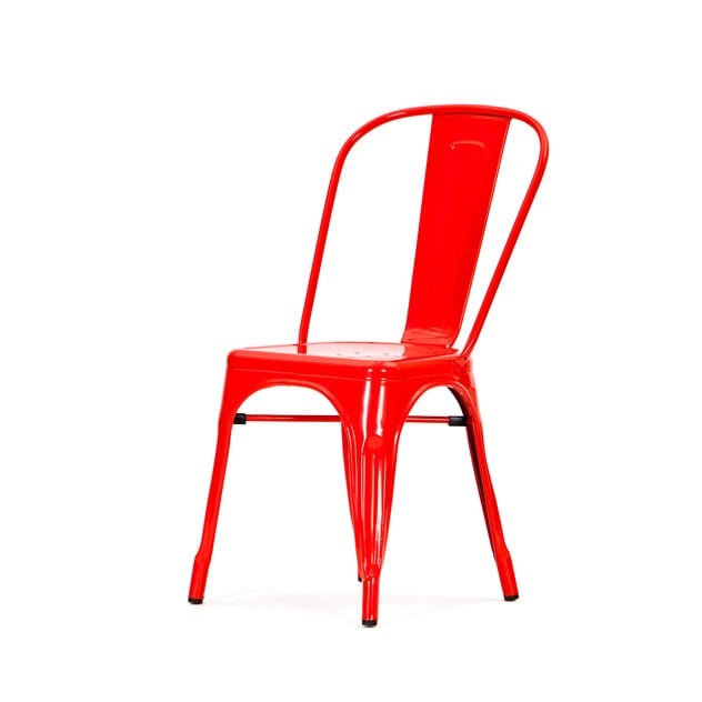 Xavier Pauchard style, Terrace chair Tolix style outdoor chair Stackable chair glossy red